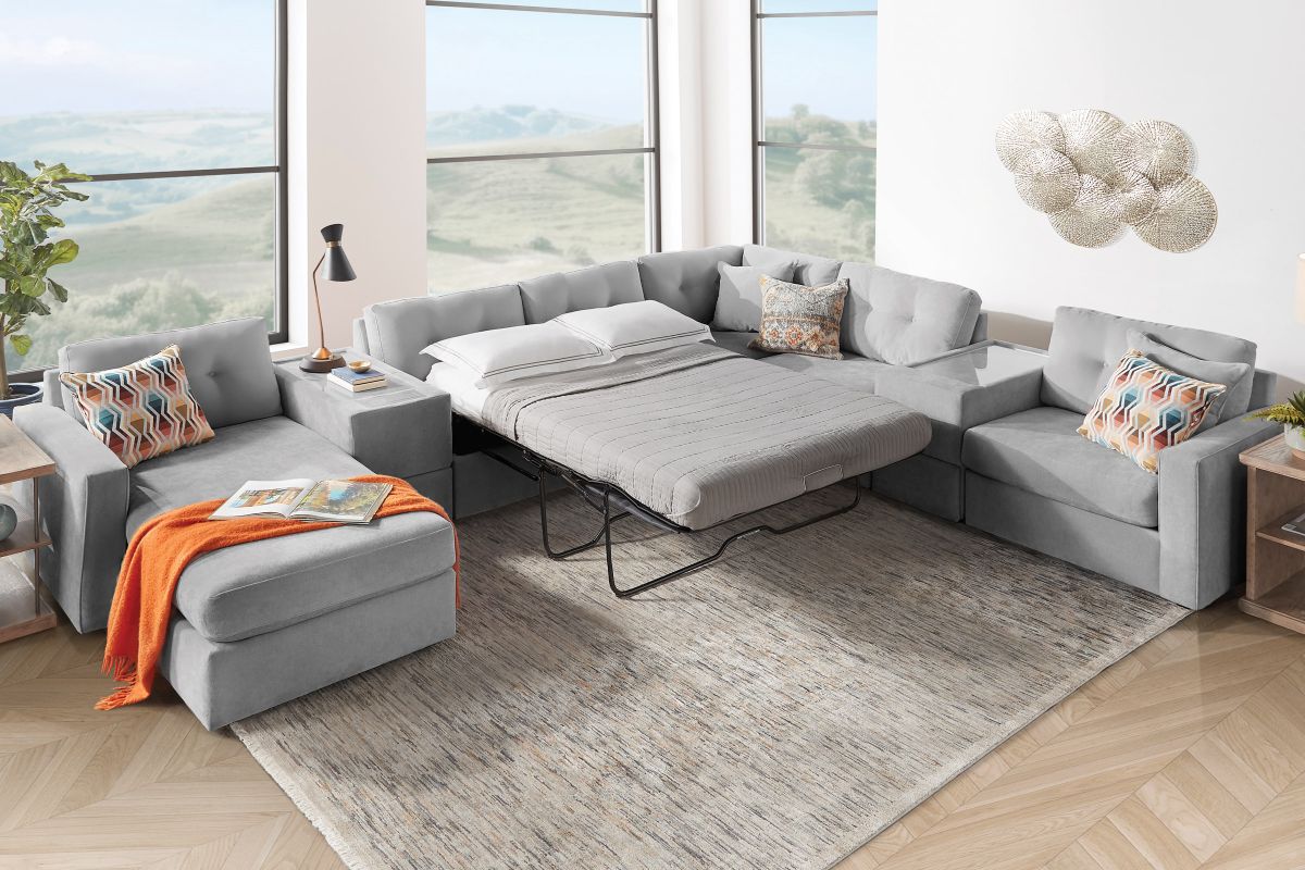 ModularOne Granite 7-Piece Sleeper Sectional with Left Arm Facing Chaise 7