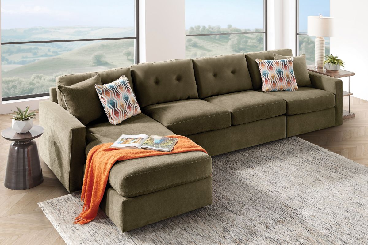 ModularOne Sectional Moss 3-Piece with Sleeper + Left Arm Facing Chaise 2