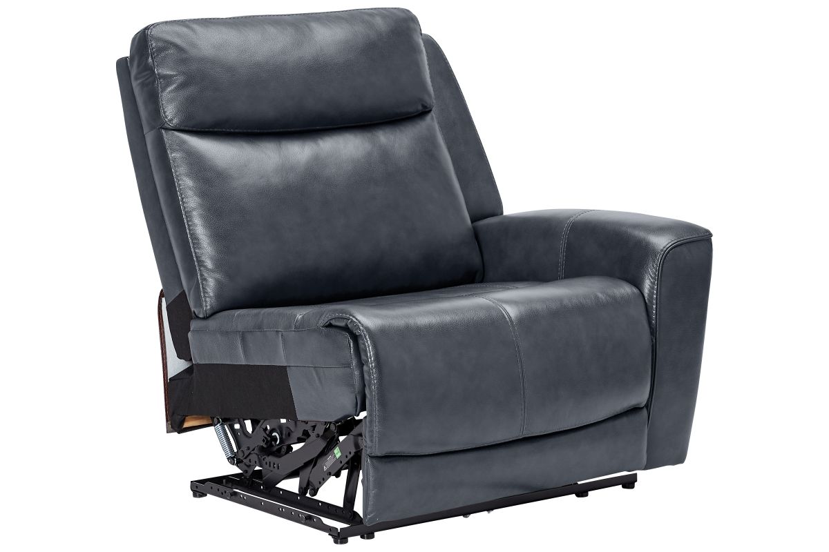 Scorpio Blue 7-Piece Leather Dual Power Reclining Sectional 16