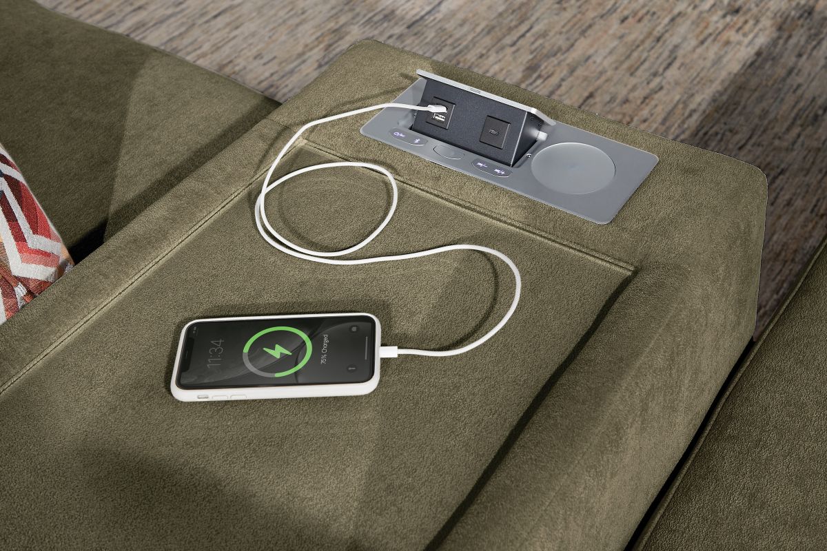 ModularOne Sectional Moss 7-Piece Sectional with Sleeper + E-Console + Right Arm Facing Chaise 11