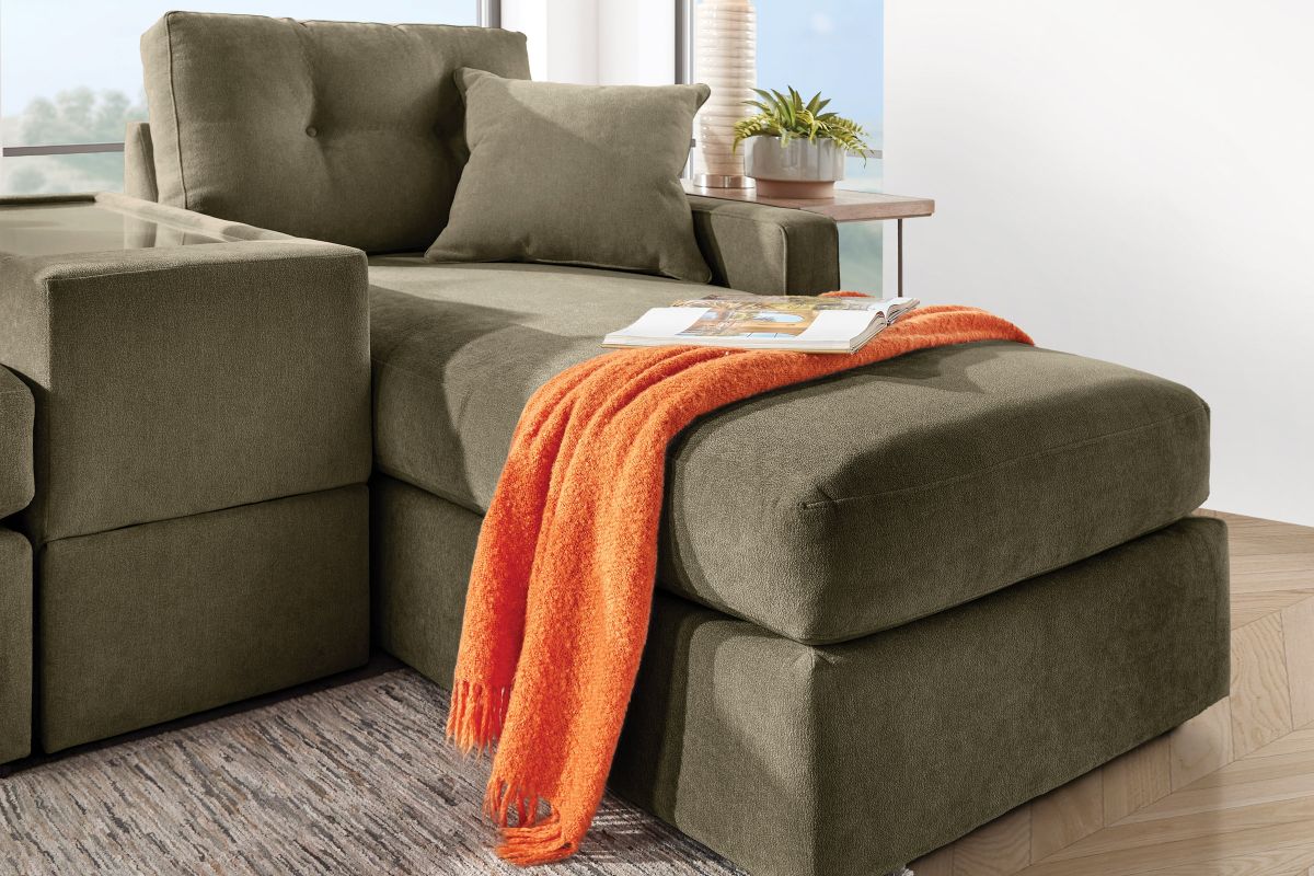 ModularOne Sectional Moss 5-Piece Sectional with Sleeper + E-Console 17