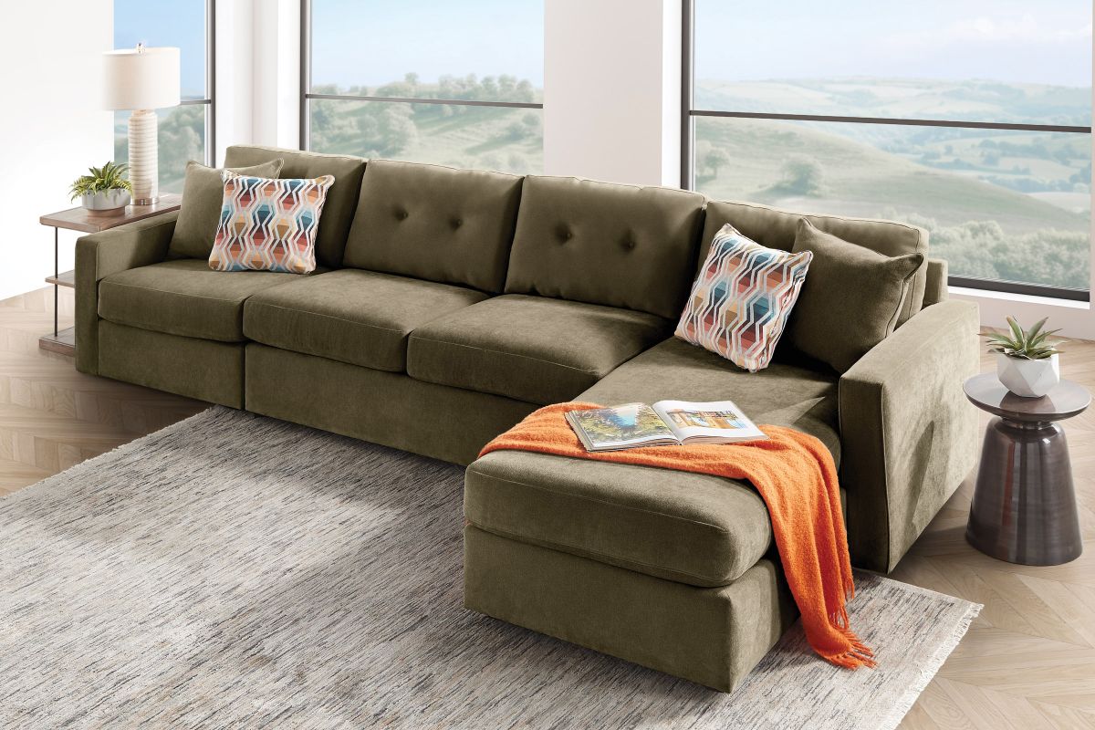 ModularOne Sectional Moss 3-Piece with Sleeper + Right Arm Facing Chaise 2