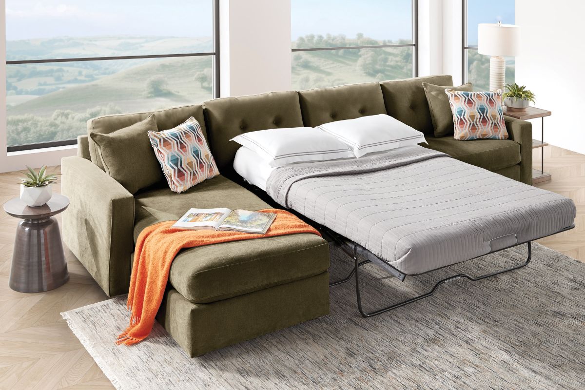 ModularOne Sectional Moss 3-Piece with Sleeper + Left Arm Facing Chaise 5