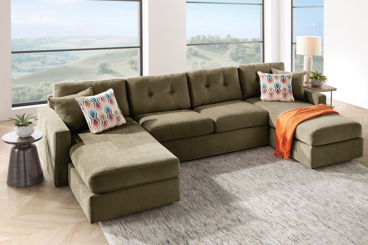 ModularOne Sectional Moss 3-Piece with Sleeper + Dual Chaises 2