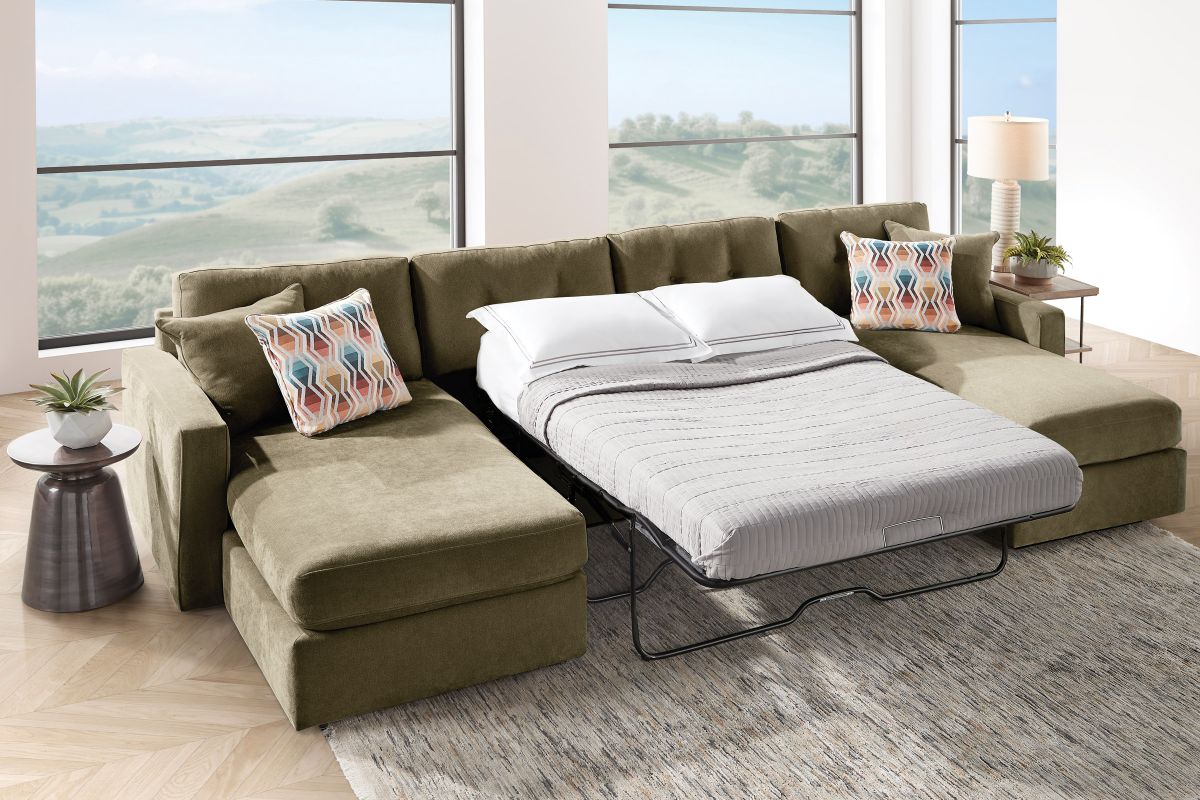 ModularOne Sectional Moss 3-Piece with Sleeper + Dual Chaises 5