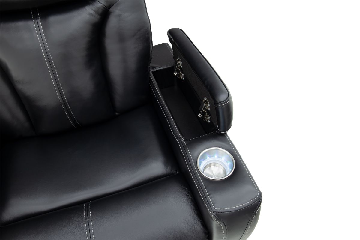 Front Row Leather Triple Power Theater Recliner Black 8