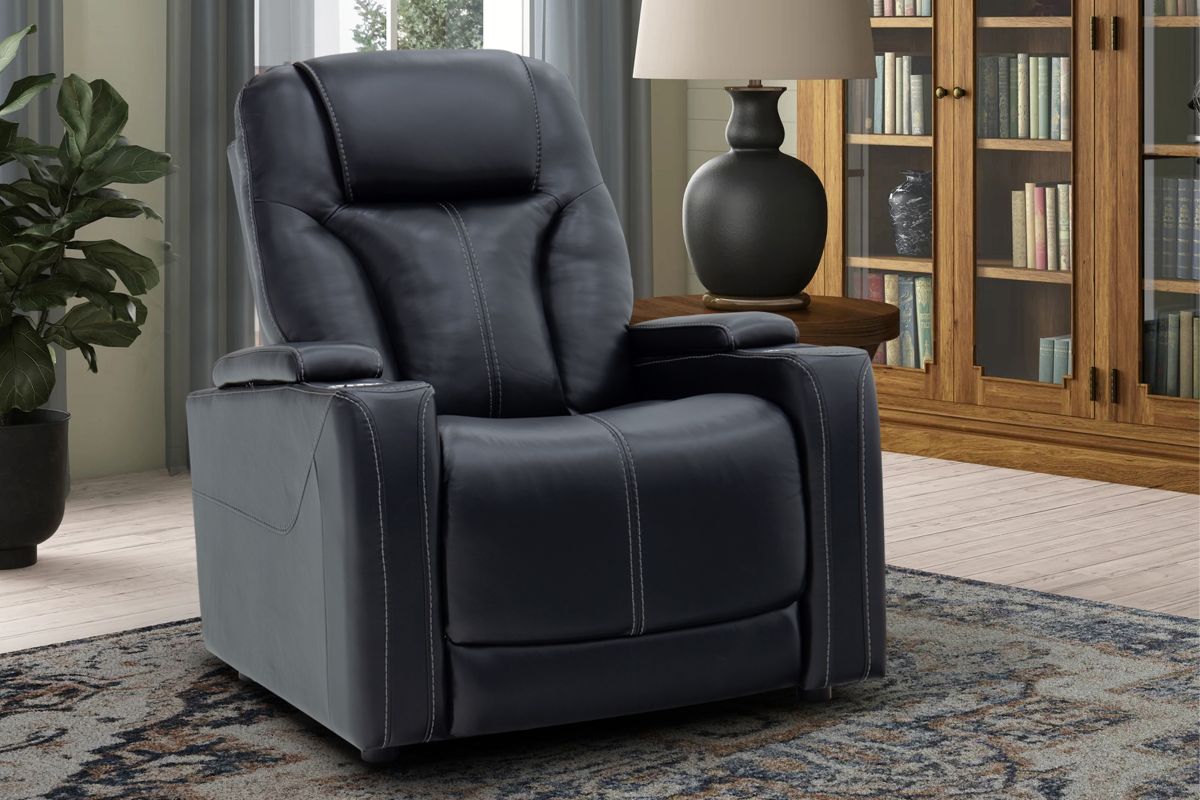 Front Row Leather Triple Power Theater Recliner Black 10