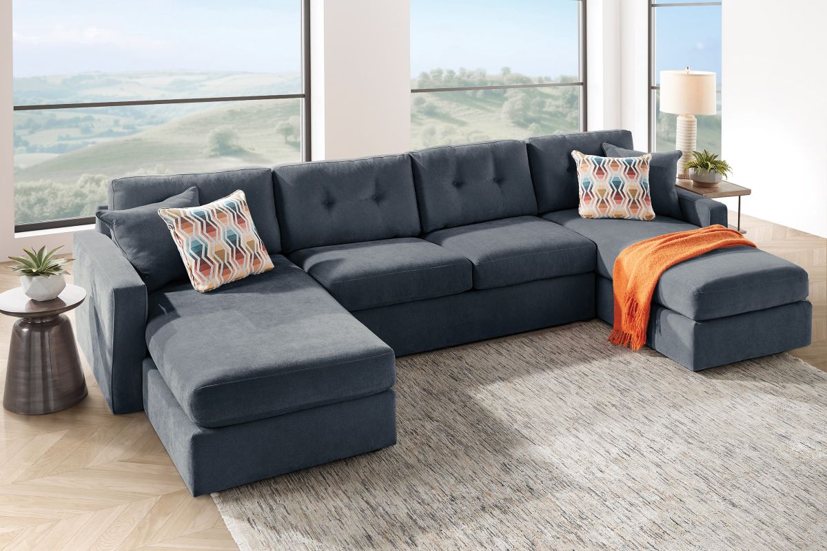 ModularOne Navy 3-Piece Sleeper Sofa with Dual Chaises 2