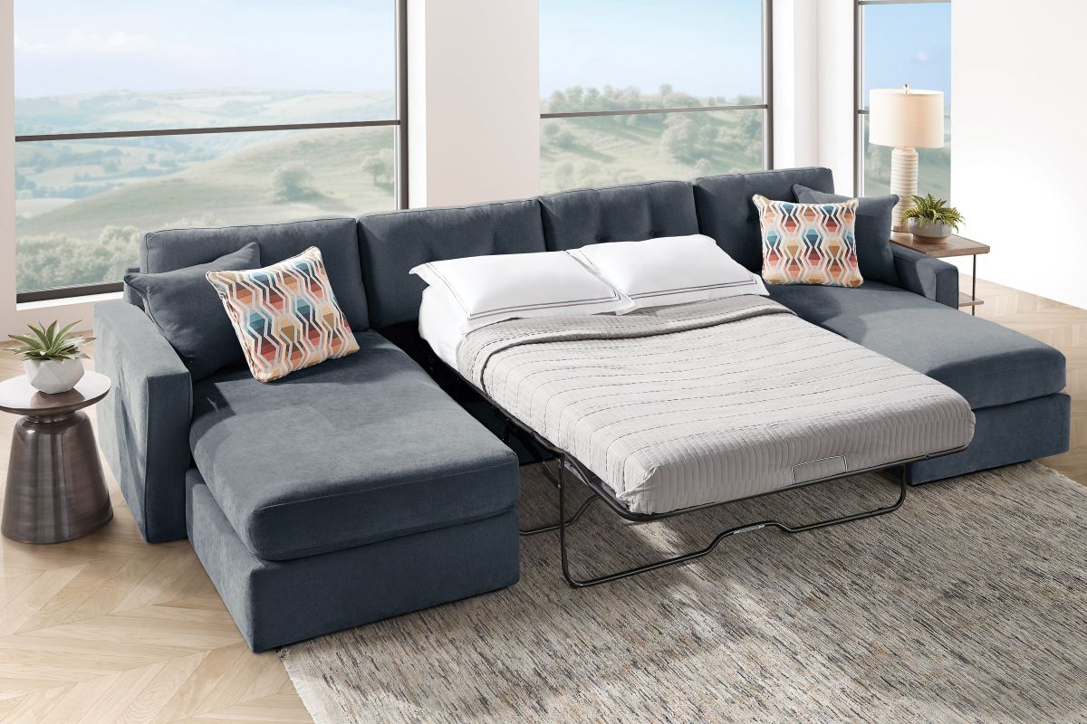 ModularOne Navy 3-Piece Sleeper Sofa with Dual Chaises 5