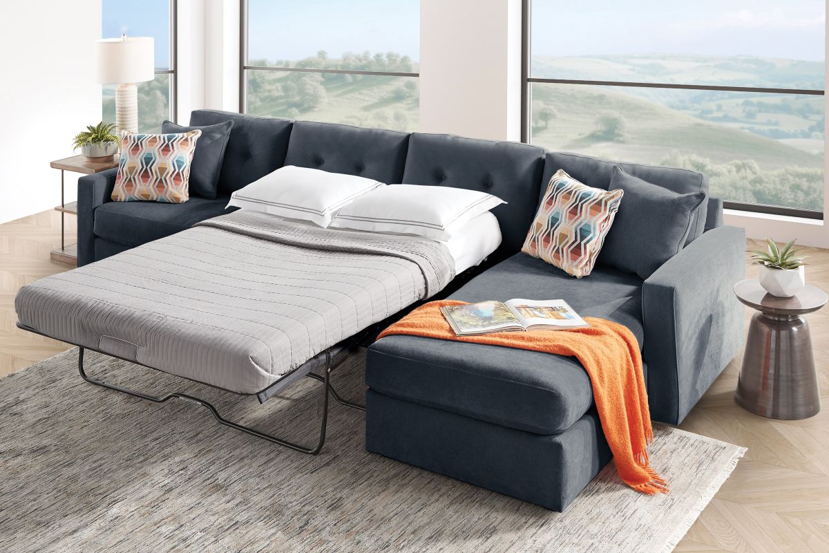 ModularOne Navy 3-Piece Sleeper Sofa with Right Arm Facing Chaise 5