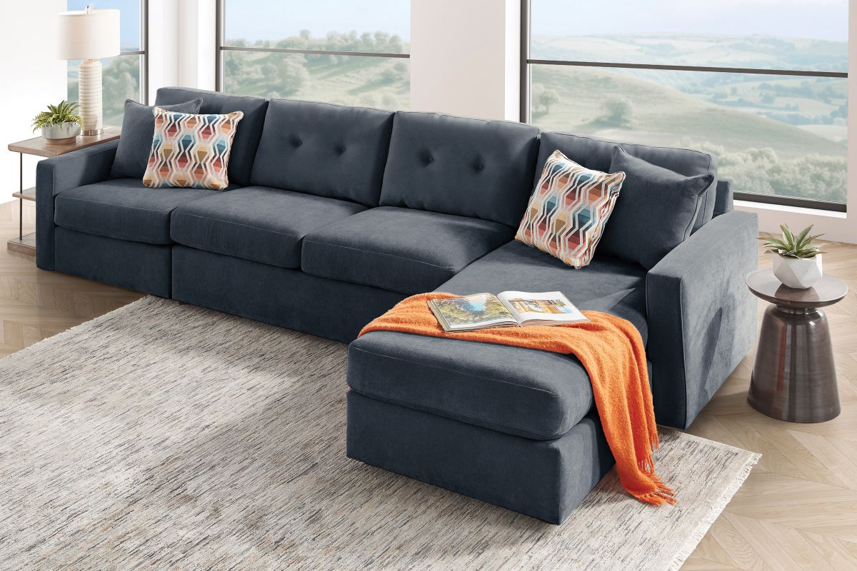 ModularOne Navy 3-Piece Sleeper Sofa with Right Arm Facing Chaise 2