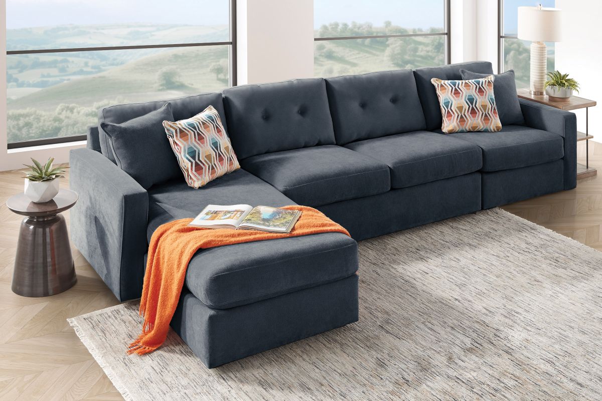 ModularOne Navy 3-Piece Sleeper Sofa with Left Arm Facing Chaise 2
