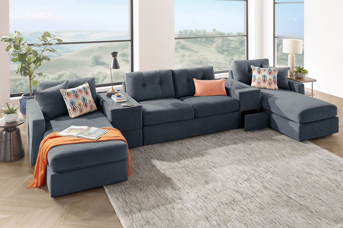 ModularOne Navy 5-Piece Sleeper Sectional with E-Console 9