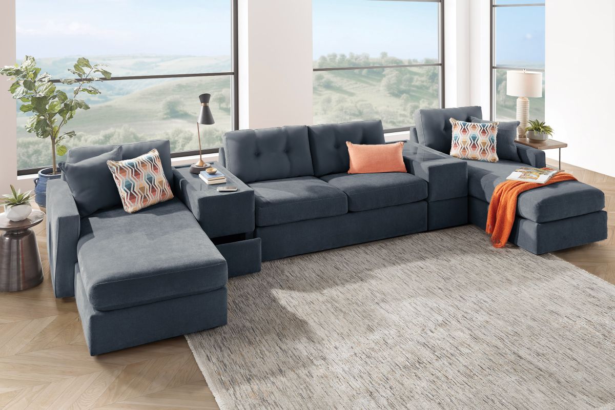 ModularOne Navy 5-Piece Sleeper Sectional with E-Console 10