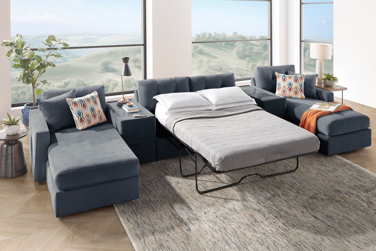 ModularOne Navy 5-Piece Sleeper Sectional with E-Console 7