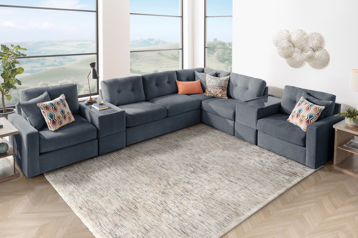 ModularOne Navy 7-Piece Sleeper Sectional with E-Console 2