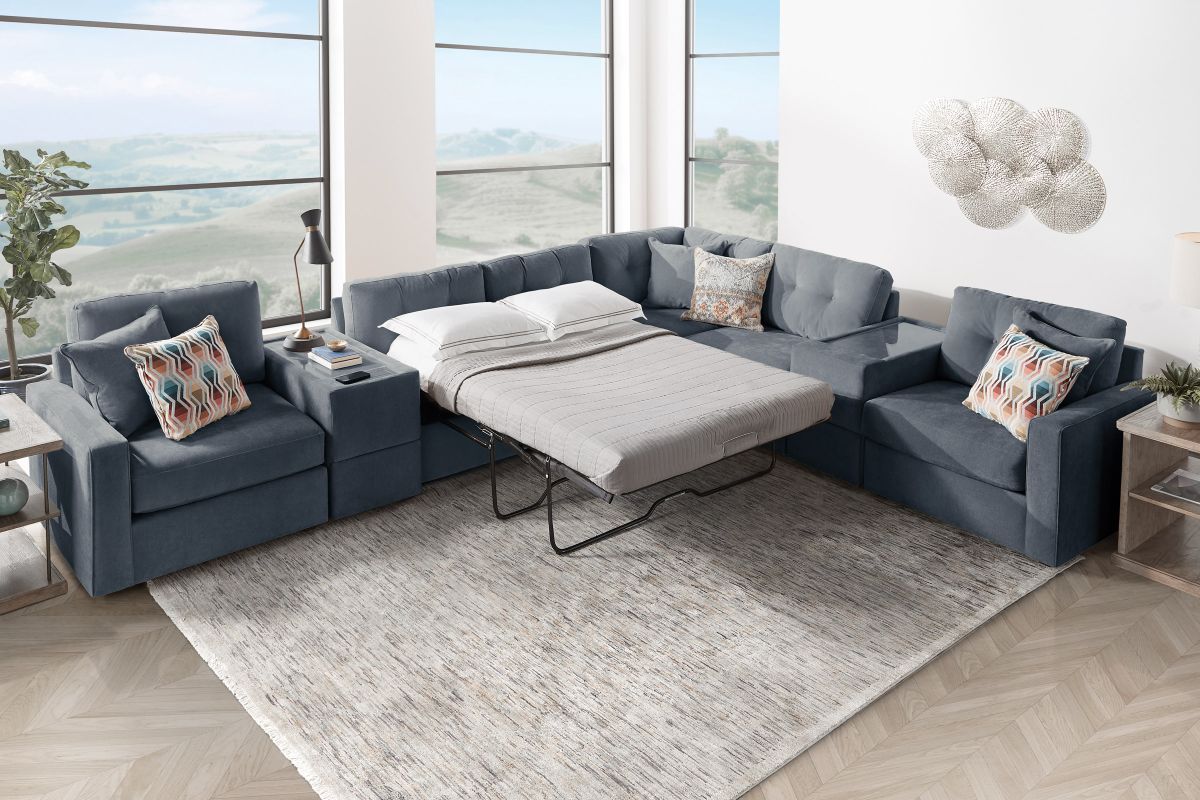 ModularOne Navy 7-Piece Sleeper Sectional with E-Console 7