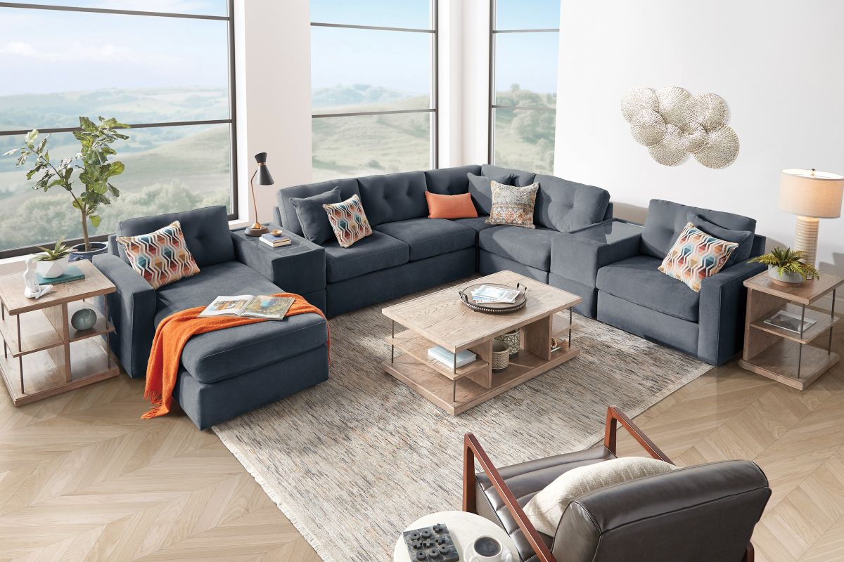 ModularOne Navy 7-Piece Sleeper Sectional with Left Arm Facing Chaise 2