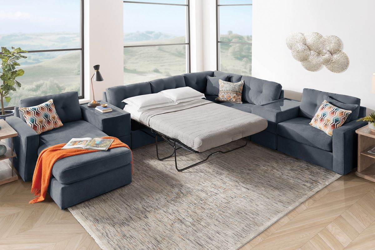 ModularOne Navy 7-Piece Sleeper Sectional with Left Arm Facing Chaise 6