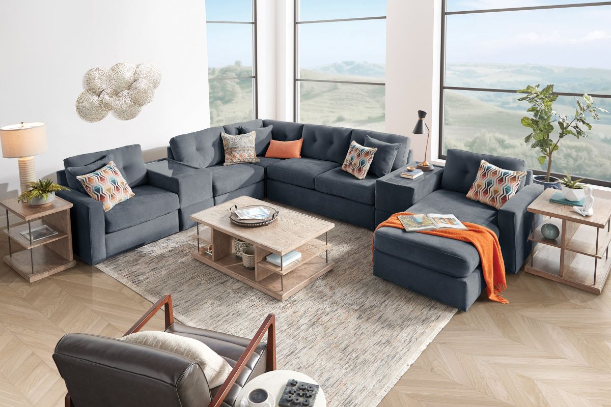 ModularOne Navy 7-Piece Sleeper Sectional with Right Arm Facing Chaise 2