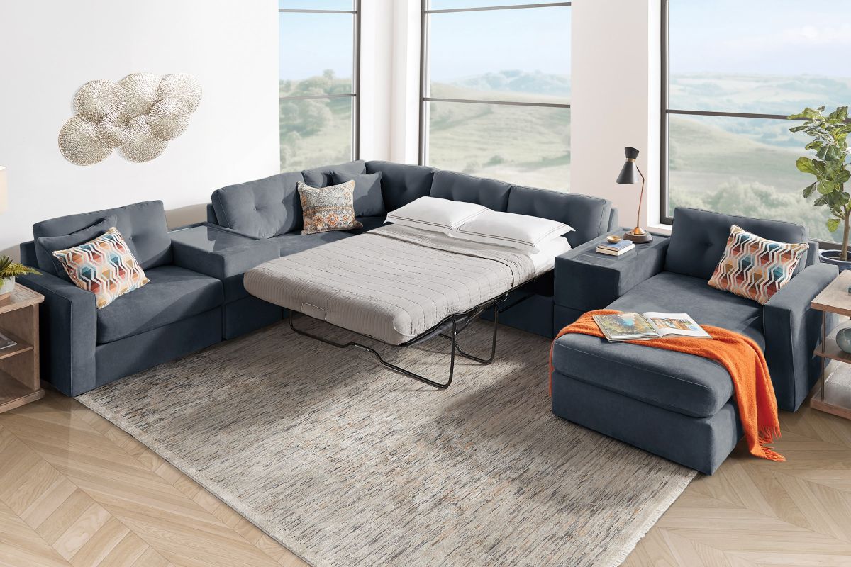 ModularOne Navy 7-Piece Sleeper Sectional with Right Arm Facing Chaise 6