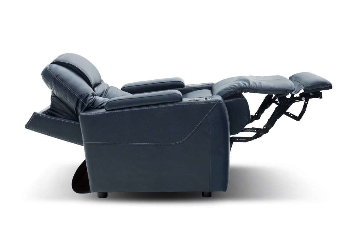 Front Row Blue Leather Triple Power Theater Recliner 7