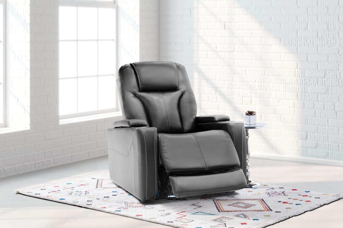 Front Row Leather Triple Power Theater Recliner Black 2
