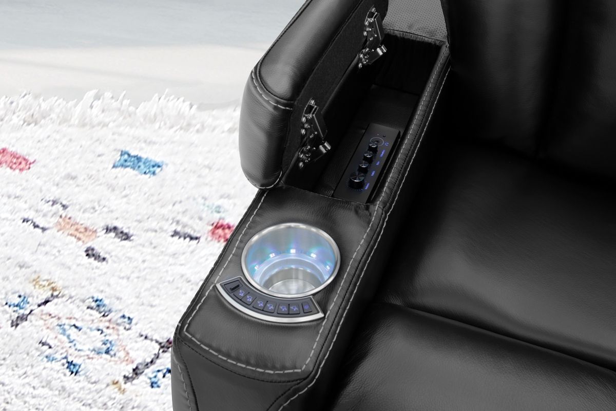 Front Row Leather Triple Power Theater Recliner Black 6