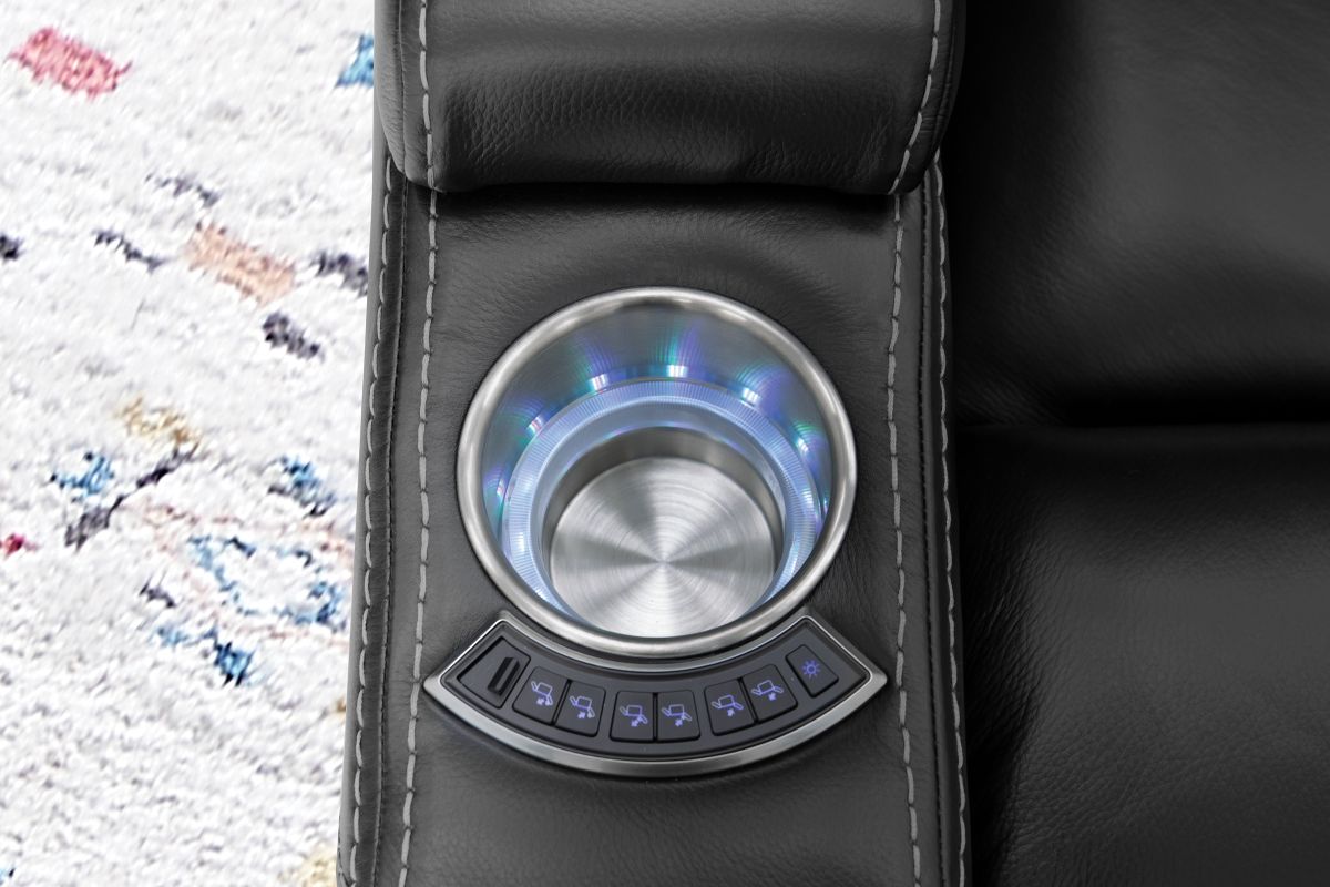 Front Row Leather Triple Power Theater Recliner Black 7