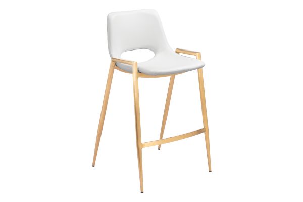 Desi Counter Stool (Set of 2) White & Gold