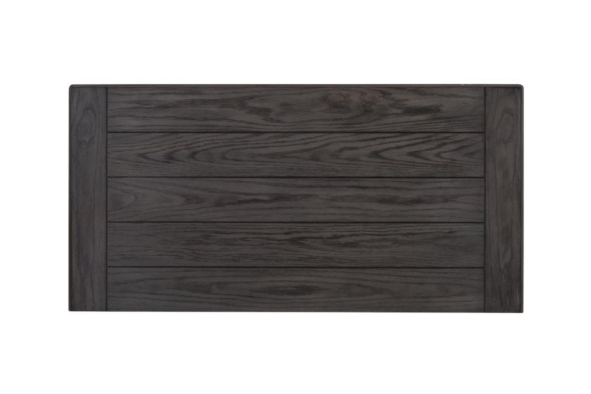 Top view of the Higgins Chest showing its dark brown wood top