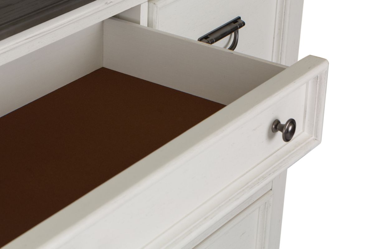 A close up image of the felt lined drawer featured in a Higgins Dresser