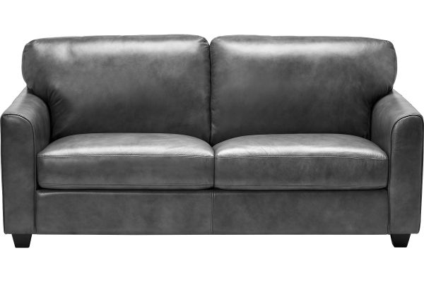 Wesley Grey Leather Full Sleeper Loveseat