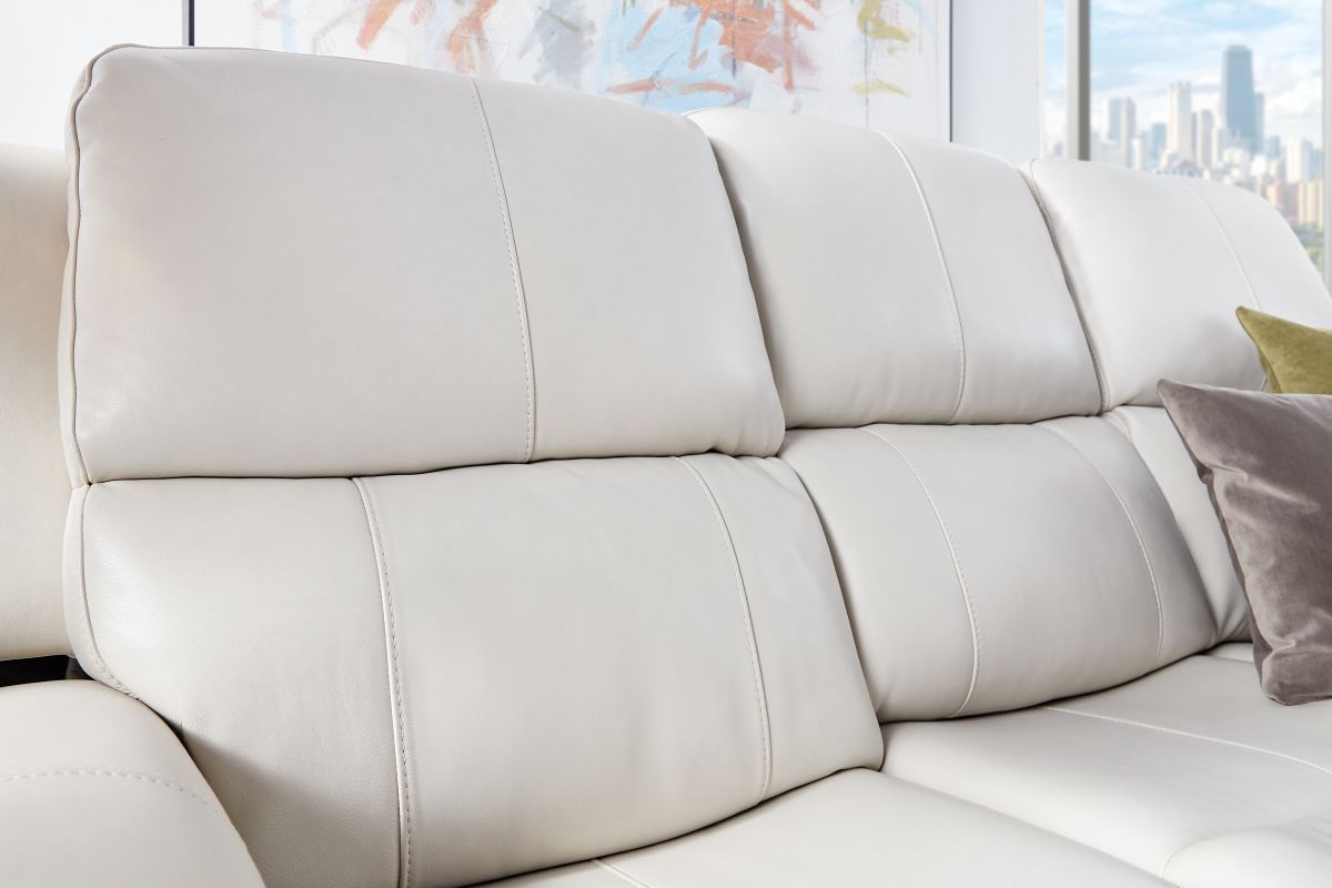 Linton Cream Leather Triple Power Reclining Sofa 19