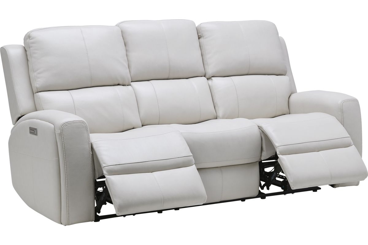 Linton Cream Leather Triple Power Reclining Sofa 4