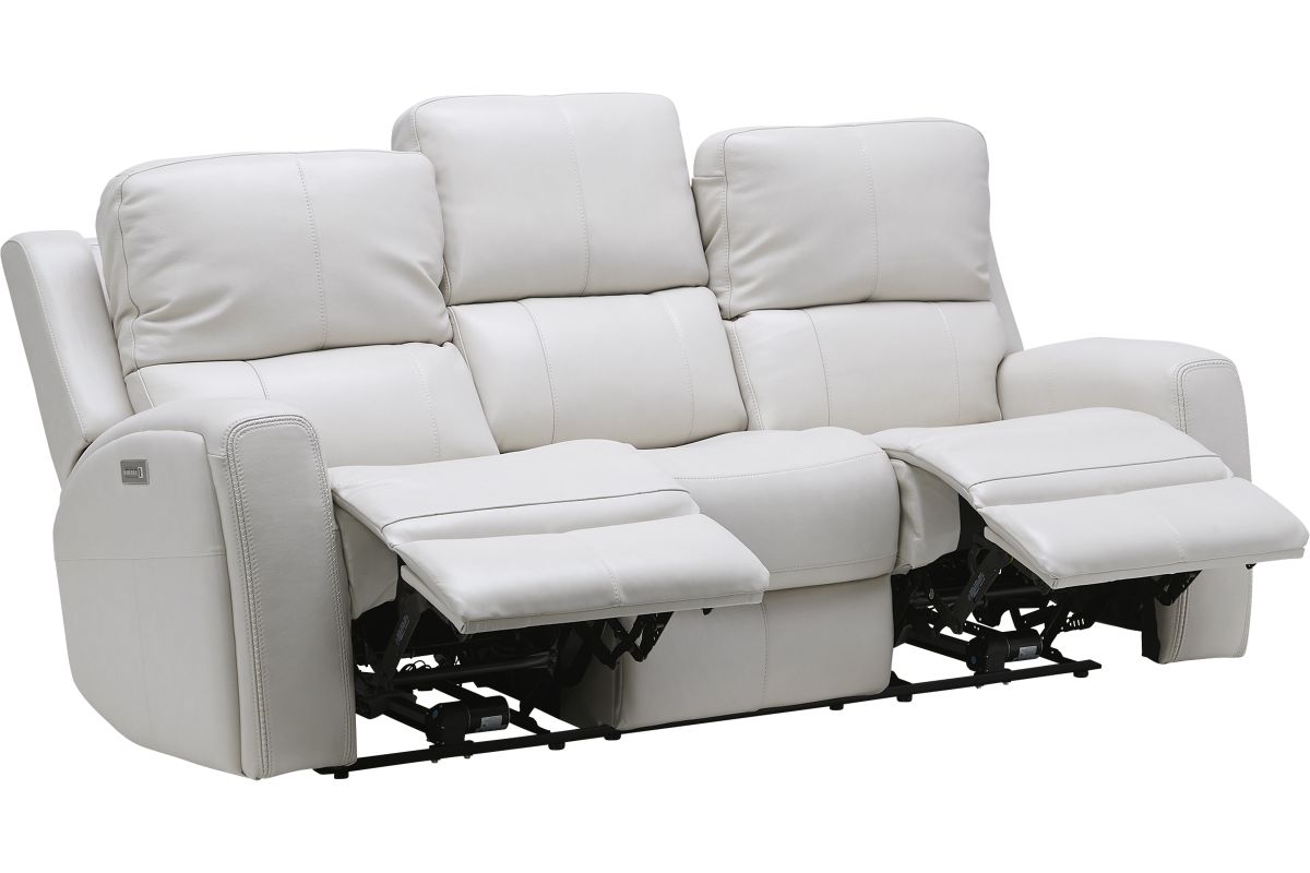 Linton Cream Leather Triple Power Reclining Sofa 6