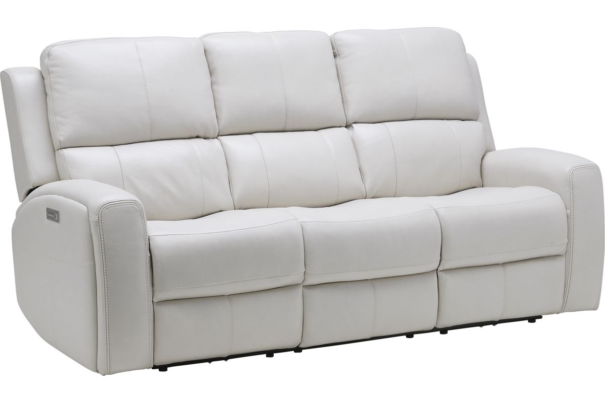 Linton Cream Leather Triple Power Reclining Sofa 3