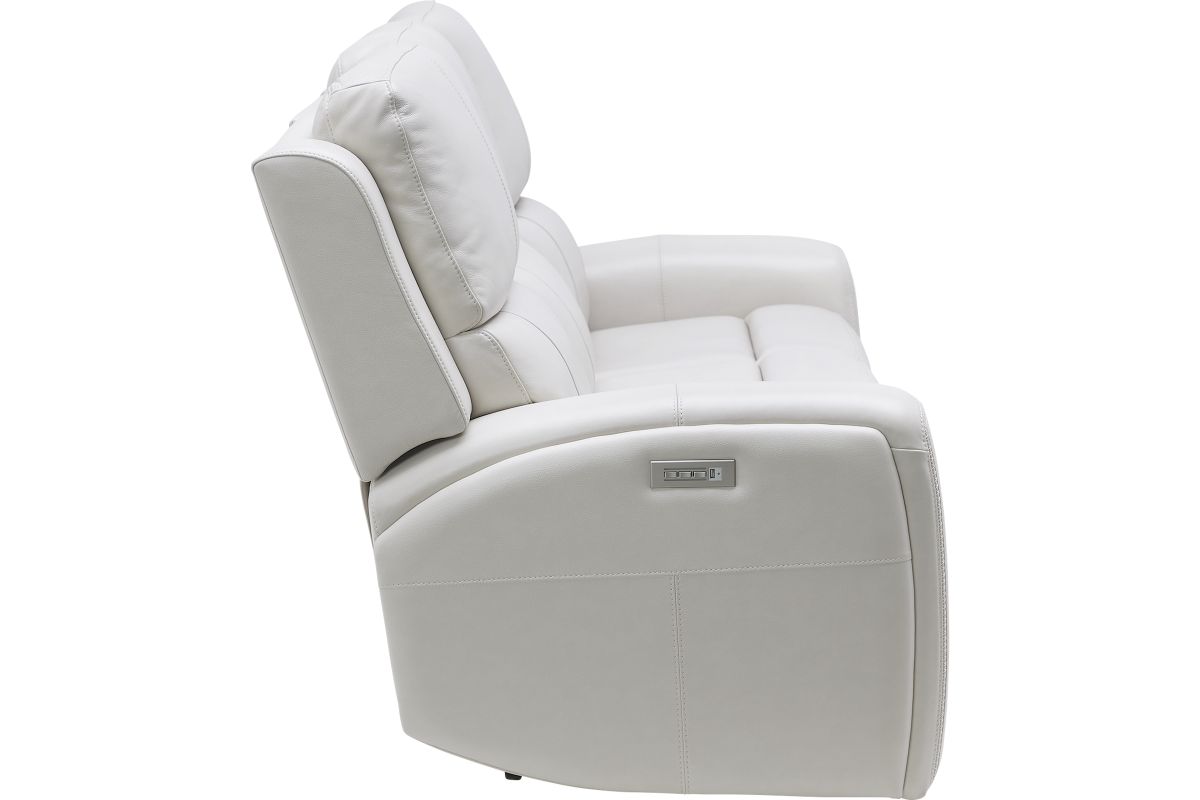 Linton Cream Leather Triple Power Reclining Sofa 7