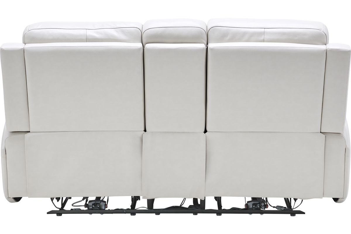 Linton Cream Leather Triple Power Reclining Console Loveseat 9
