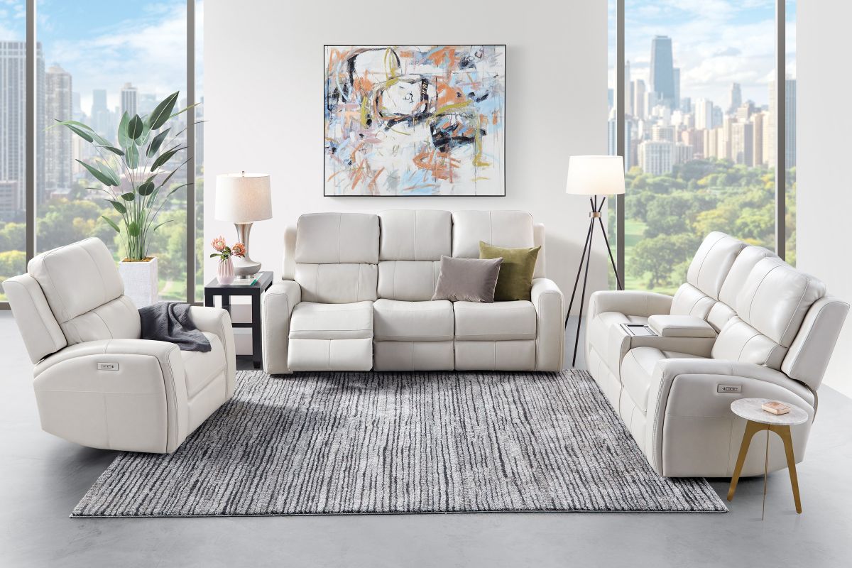 Linton Cream Leather Triple Power Recliner 12