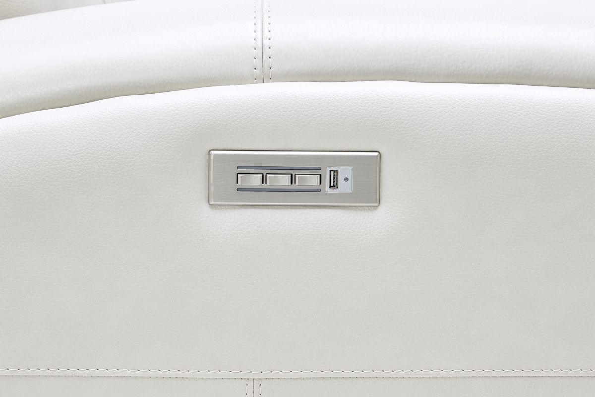 Linton Cream Leather Triple Power Reclining Console Loveseat 10