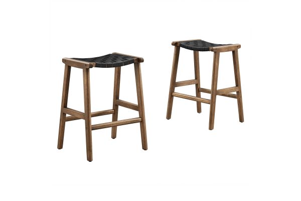 Saoirse Faux Leather Wood Counter Stool - Set of 2