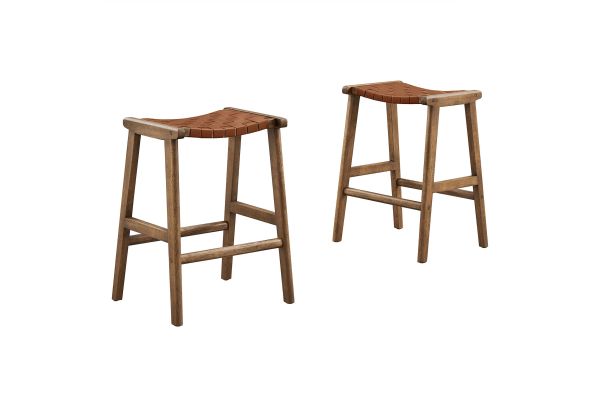 Saoirse Faux Leather Wood Counter Stool - Set of 2