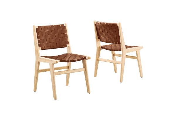 Saoirse Faux Leather Wood Dining Side Chair - Set of 2