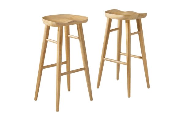 Saville Backless Wood Bar Stools - Set of 2