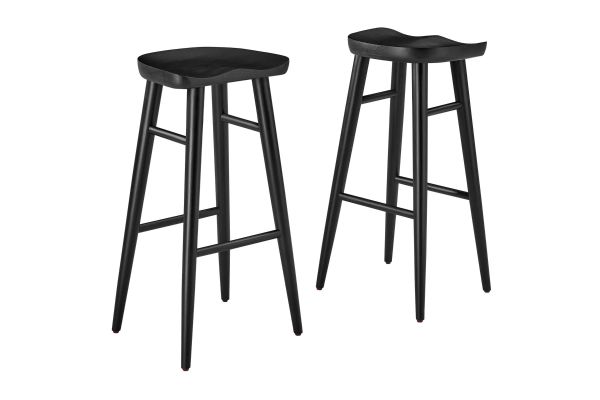 Saville Backless Wood Bar Stools - Set of 2