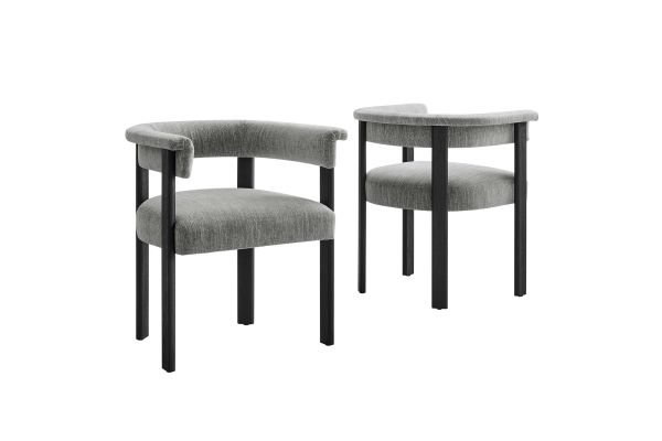 Imogen  Fabric Upholstered Barrel Dining Chairs Set of 2 