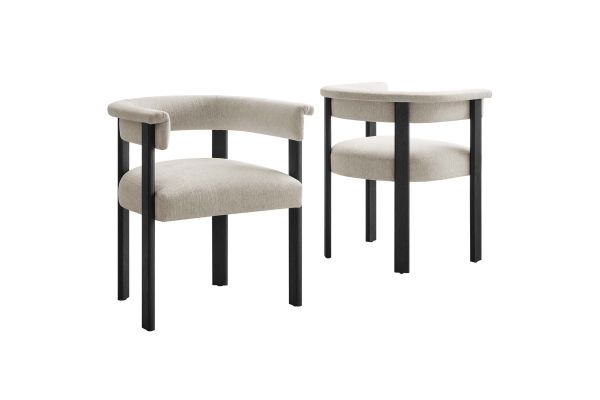 Imogen  Fabric Upholstered Barrel Dining Chairs Set of 2 