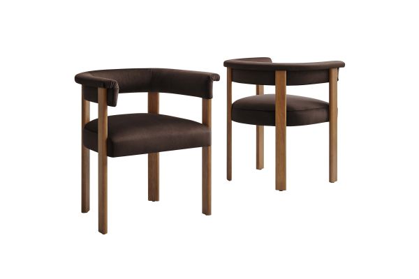 Imogen Performance Velvet Barrel Dining Chairs Set of 2 