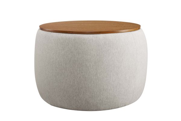 Perla Woven Heathered Fabric Upholstered Storage Ottoman 